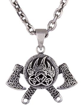 Northern Viking Jewelry Bear Paw Axe Silver Pendant NVJ-H-RS066