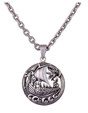 Northern Viking Jewelry Viking Longship Silver Pendant NVJ-H-RS074