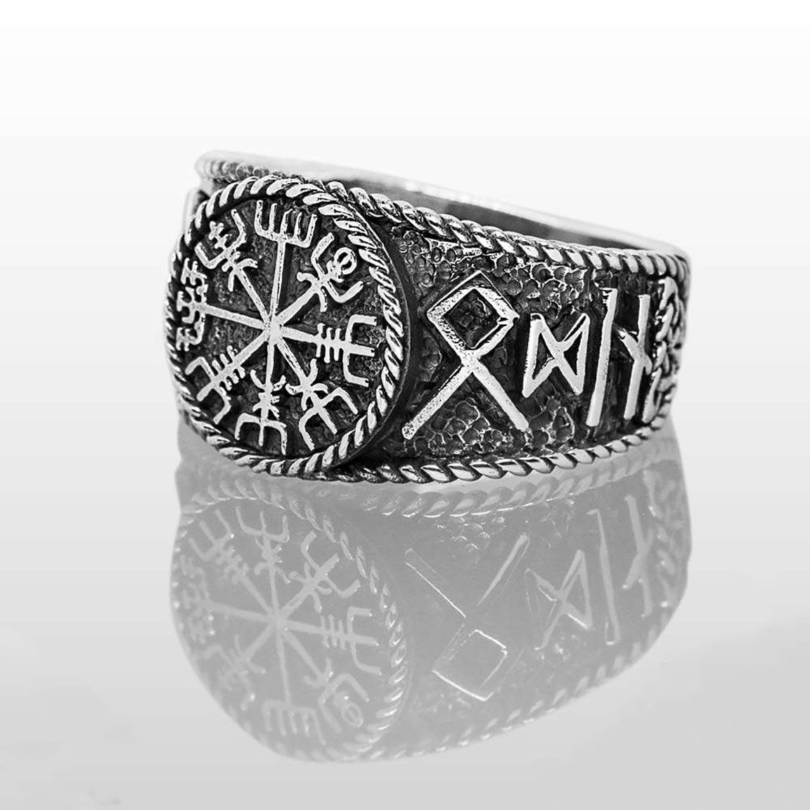 Northern Viking Jewelry Rune Vegvisir ring NVJ-H-SO011