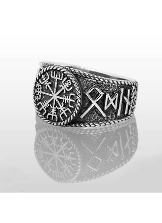 Northern Viking Jewelry Rune Vegvisir ring NVJ-H-SO011