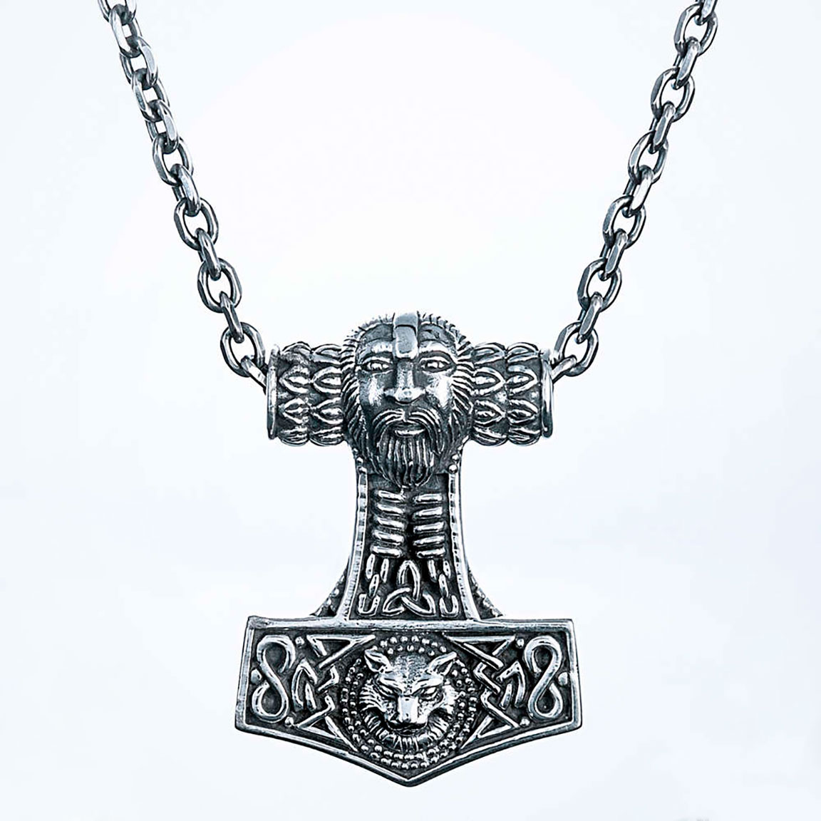 Northern Viking Jewelry Odin Fox Thor s Hammer Necklace NVJ H