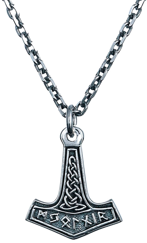 Northern Viking Jewelry Futhark Rune Thor's Hammer Necklace NVJ-H-RS013