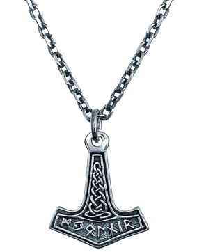 Northern Viking Jewelry Futhark Rune Thor's Hammer Necklace NVJ-H-RS013