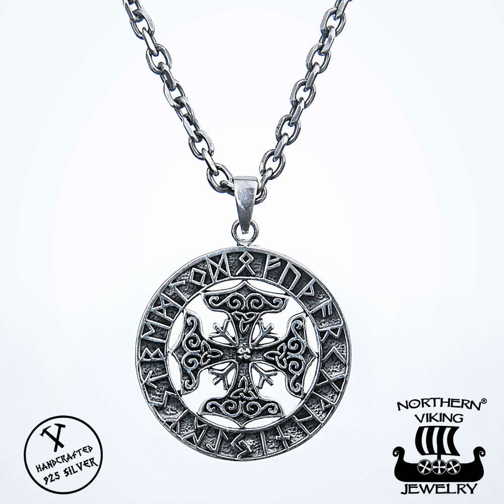 Northern Viking Jewelry Four Thor's Hammer Necklace NVJ-H-RS030