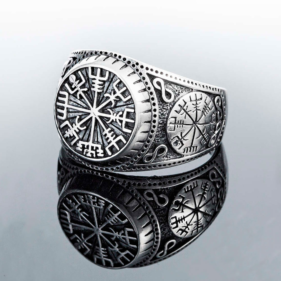 Northern Viking Jewelry Vegvisir oxidized ring NVJ-H-SO005