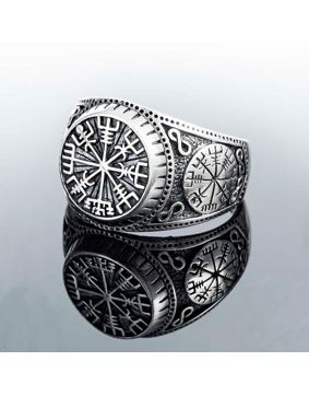 Northern Viking Jewelry Vegvisir oxidized ring NVJ-H-SO005