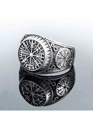 Northern Viking Jewelry Vegvisir oxidized ring NVJ-H-SO005