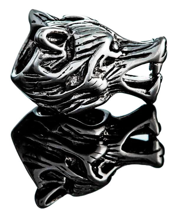 Northern Viking Jewelry NVJHE009 beard ring Wolf Head