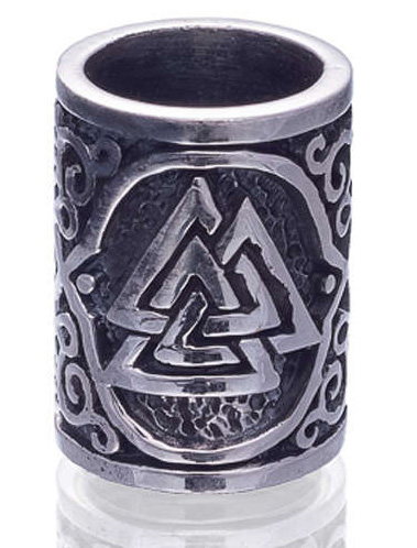 Northern Viking Jewelry Silver Valknut beard ring NVJHE014