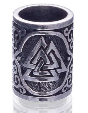 Northern Viking Jewelry Silver Valknut beard ring NVJHE014