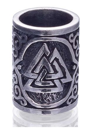 Northern Viking Jewelry Silver Valknut beard ring NVJHE014