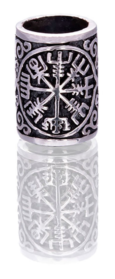 Northern Viking Jewelry Silver Vegvisir beard ring NVJHE027