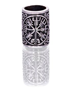 Northern Viking Jewelry Silver Vegvisir beard ring NVJHE027