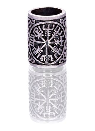 Northern Viking Jewelry Silver Vegvisir beard ring NVJHE027