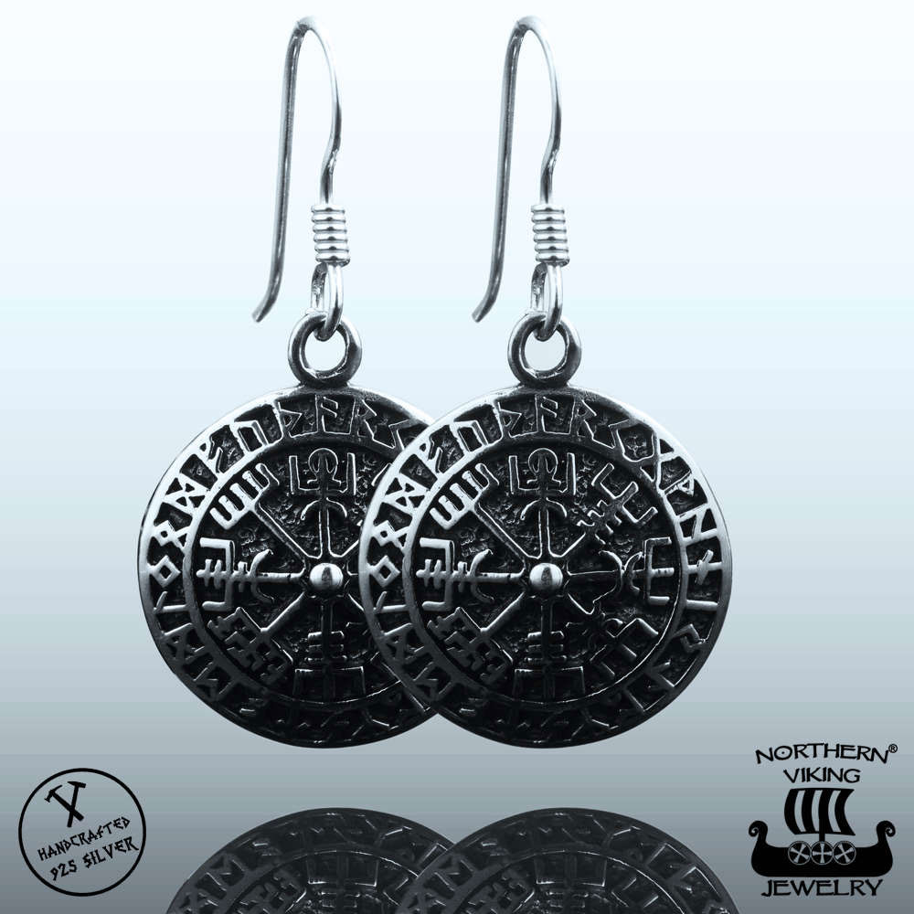 Northern Viking Jewelry Vegvisir hook Earrings NVJKK012