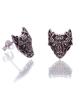 Northern Viking Jewelry Guardian Wolf stud Earrings NVJKK028