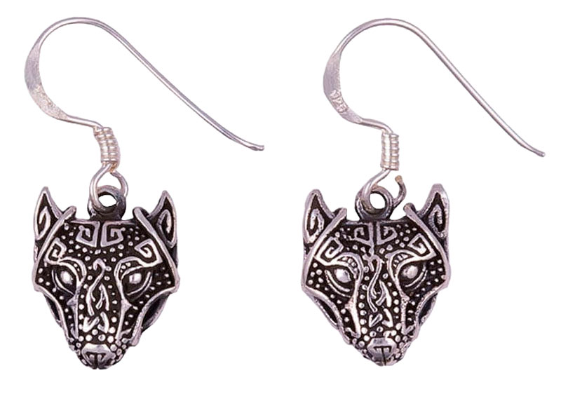 Northern Viking Jewelry Guardian Wolf hook Earrings NVJKK029