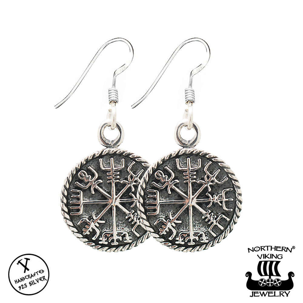 Northern Viking Jewelry Vegvisir hook Earrings NVJKK030
