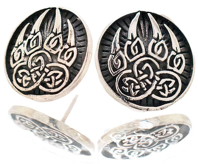 Northern Viking Jewelry Bear Paw stud Earrings NVJKK031