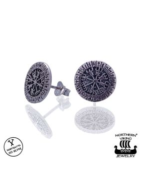 Northern Viking Jewelry Rune Vegvisir stud Earrings NVJKK037