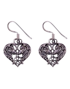 Northern Viking Jewelry Heart Wolf hook Earrings NVJKK038