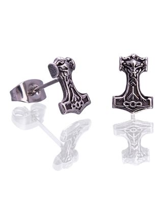 Northern Viking Jewelry Steel Thor's Hammer earrings NVJKK039