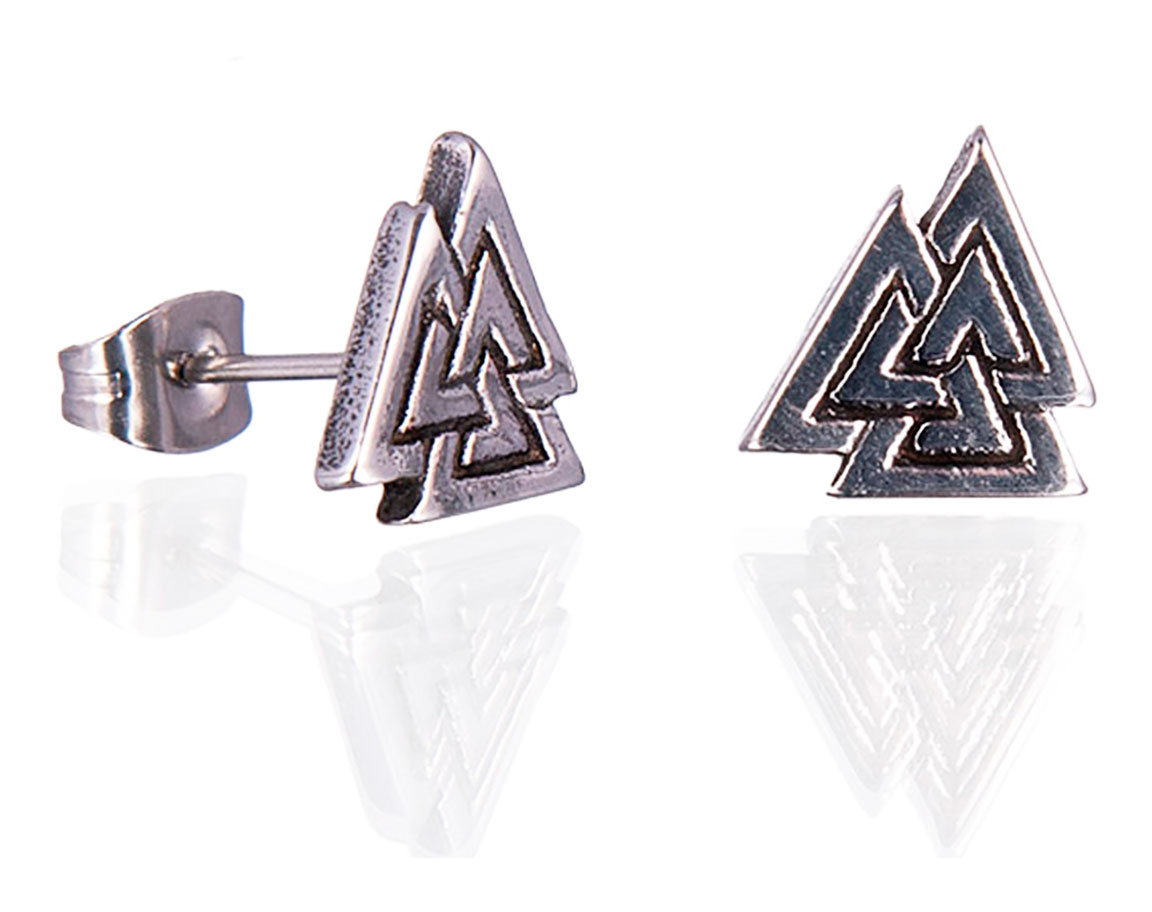 Northern Viking Jewelry Steel Valknut earrings NVJKK044