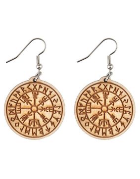 Northern Viking Jewelry Vegvisir Wooden Earrings NVJKK045