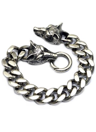 Northern Viking Jewelry Steel Chain Wolf Head NVJRA012 bracelet