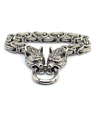 Northern Viking Jewelry Clasp Byzantine Wolf Head Bracelet NVJRA015