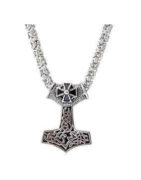 Northern Viking Jewelry Black Tribe Necklace with Kingchain NVJRS003