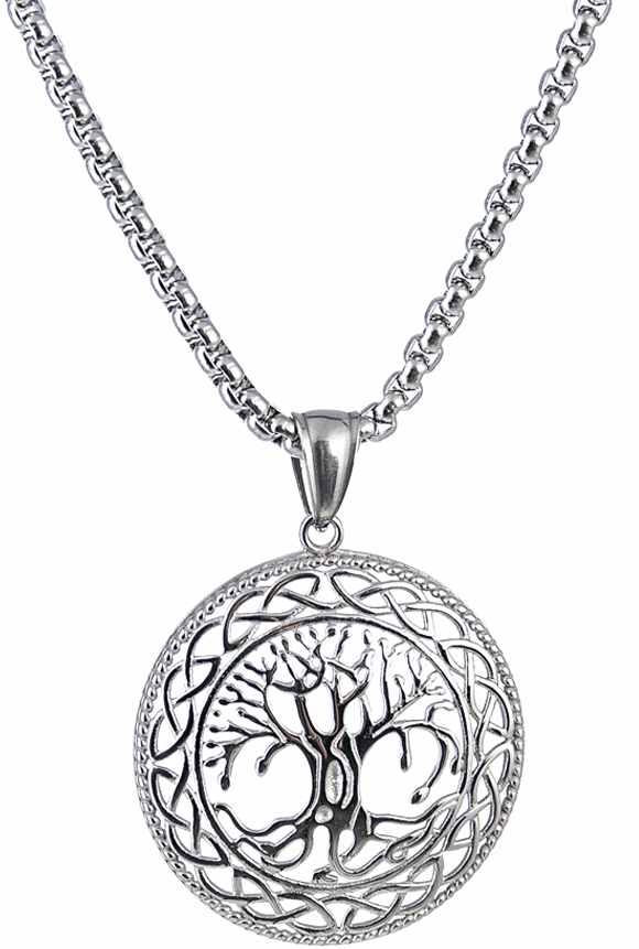 Northern Viking Jewelry NVJRS022 Necklace Shiny Steel Tree of Life