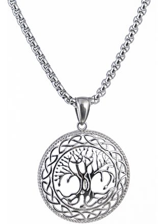 Northern Viking Jewelry NVJRS022 Necklace Shiny Steel Tree of Life