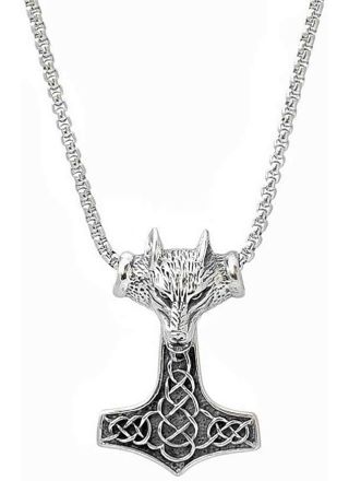 Northern Viking Jewelry NVJRS052 Necklace Fenrir Wolfhead Thorin Vasara