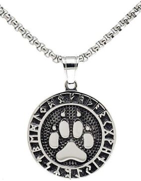 Northern Viking Jewellery NVJRS064 Wolf Paw Rune necklace