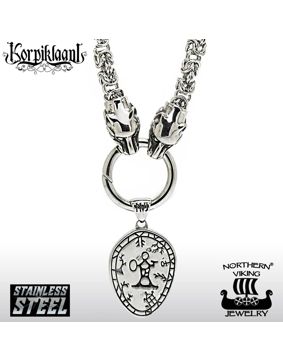 Northern Viking Jewelry King Chain + Korpiklaani Witch Drum Pendant NVJRS068_60cm
