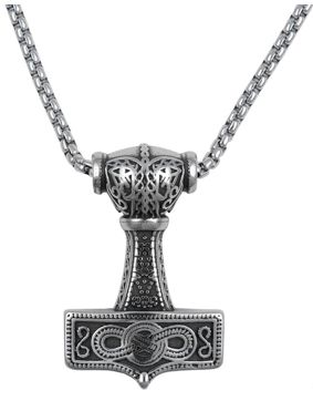 Northern Viking Jewelry NVJRS090 Eternity Knotwork Thor's Hammer necklace