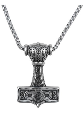 Northern Viking Jewelry NVJRS090 Eternity Knotwork Thor's Hammer necklace