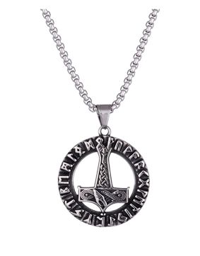Northern Viking Jewelry Roaring Dragon Thor's Hammer necklace NVJRS108