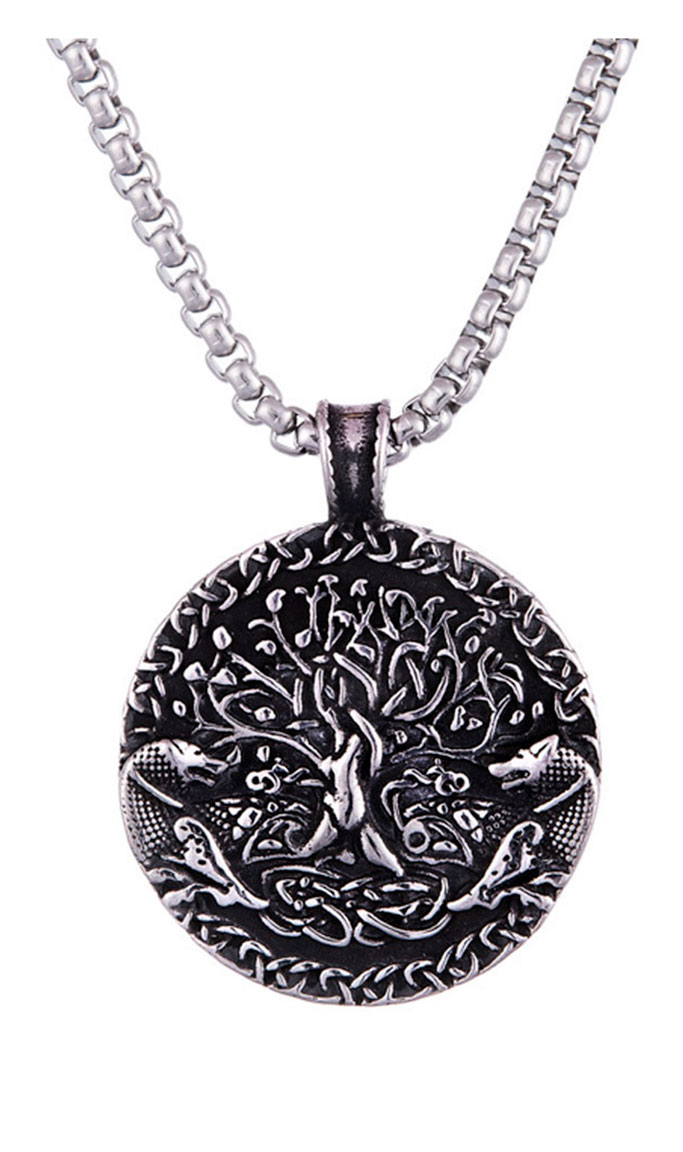 Northern Viking Jewelry Wolf Tree of Life necklace NVJRS111