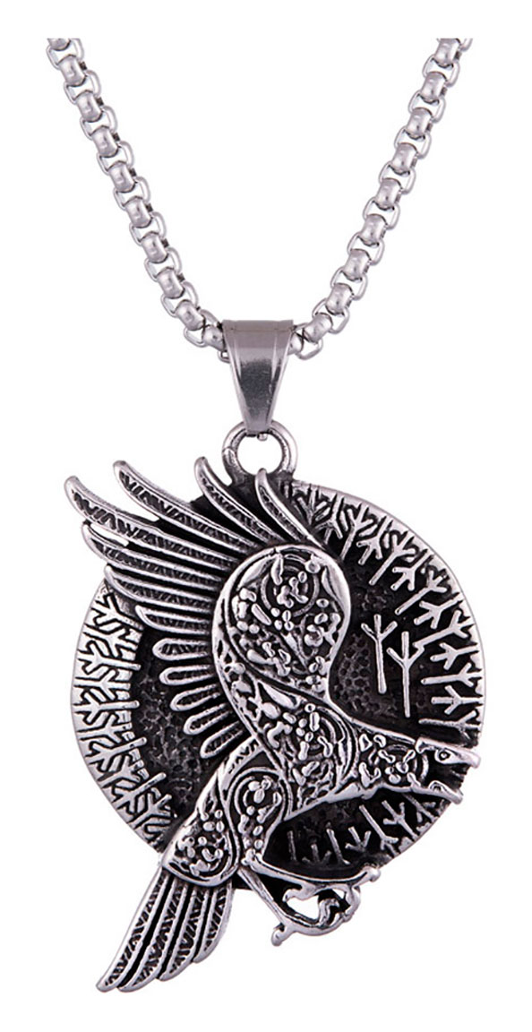 Northern Viking Jewelry Flying Raven necklace NVJRS112