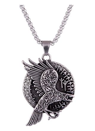 Northern Viking Jewelry Flying Raven necklace NVJRS112