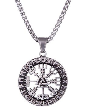 Northern Viking Jewelry Vegvisir Valknut Necklace NVJRS115