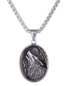 Northern Viking Jewelry Wolf & Moon Necklace NVJRS119