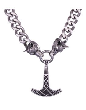 Northern Viking Jewelry Curb Chain 14 mm Ukonvasara Pendant NVJRS123