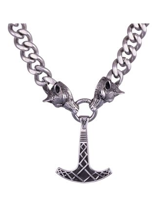 Northern Viking Jewelry Curb Chain 14 mm Ukonvasara Pendant NVJRS123