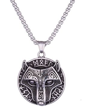 Northern Viking Jewelry Riimu Guardian Wolf Necklace NVJRS124