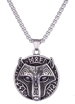 Northern Viking Jewelry Riimu Guardian Wolf Necklace NVJRS124
