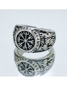 Northern Viking Jewelry Rune Vegvisir ring NVJSO021