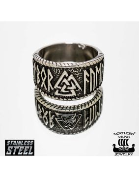 Northern Viking Jewelry Steel Valknut ring NVJSO022